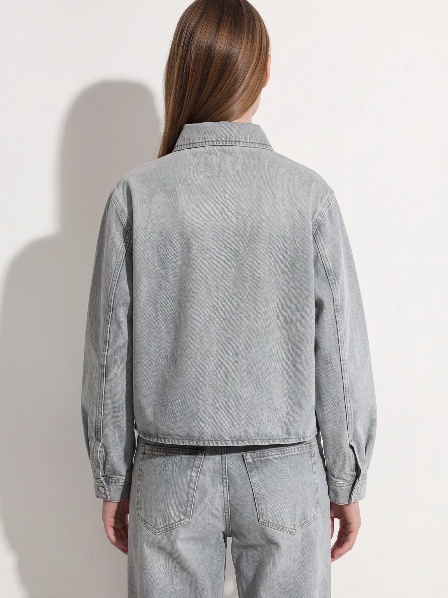 Жакет джинсовый укороченный серого цвета из хлопка